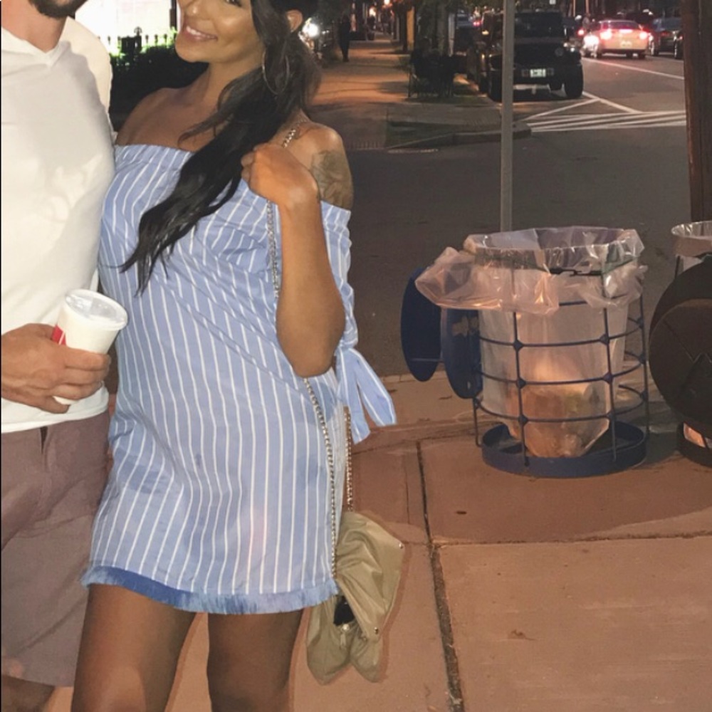 Blue and white dress
